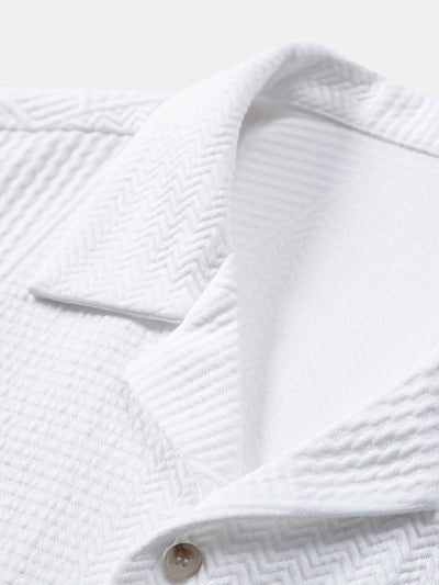 Vlad® | Geometric Style: Short Sleeve Cuban Shirt With Geometric Texture