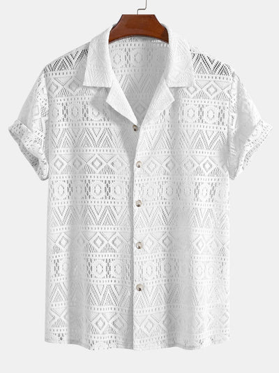 Erik® | Short Sleeve Geometry Textured Cuban Shirt