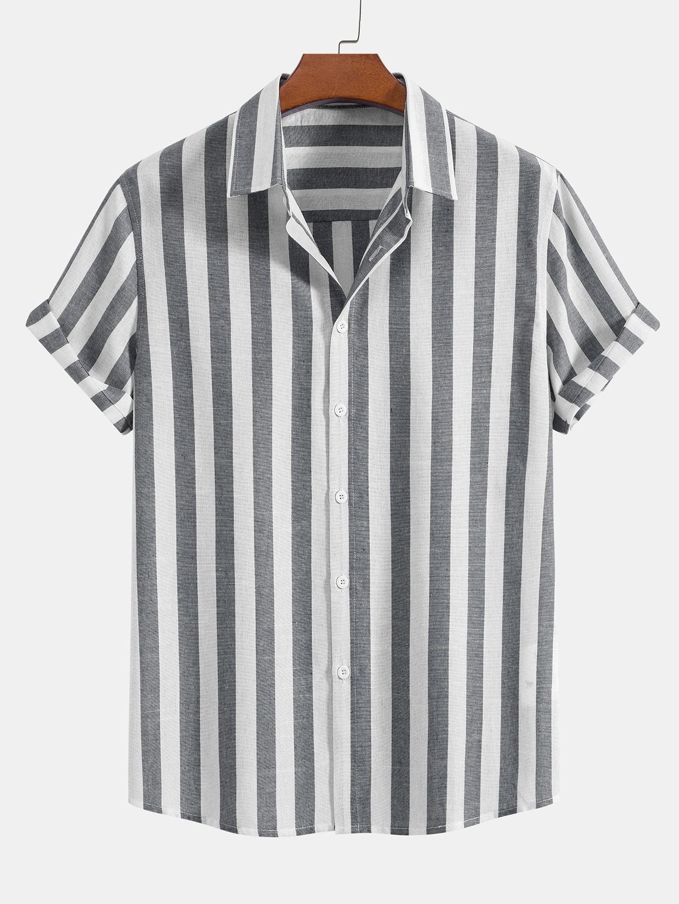 Arion® | Striped Cotton Blend Button Up Shirt