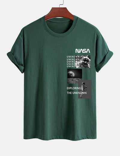 Ulpiano® | Nasa Moon Landing Print Cotton T-Shirt