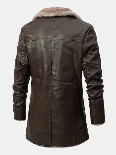 Nolan | Long Line Faux Fur Lined PU Leather Coat
