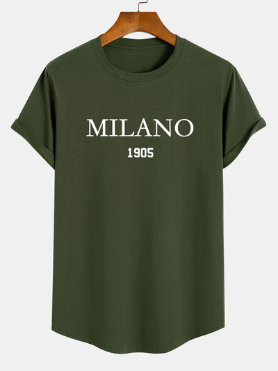 Omar® | Milano Slogan Print Cotton Arc Hem T-Shirt