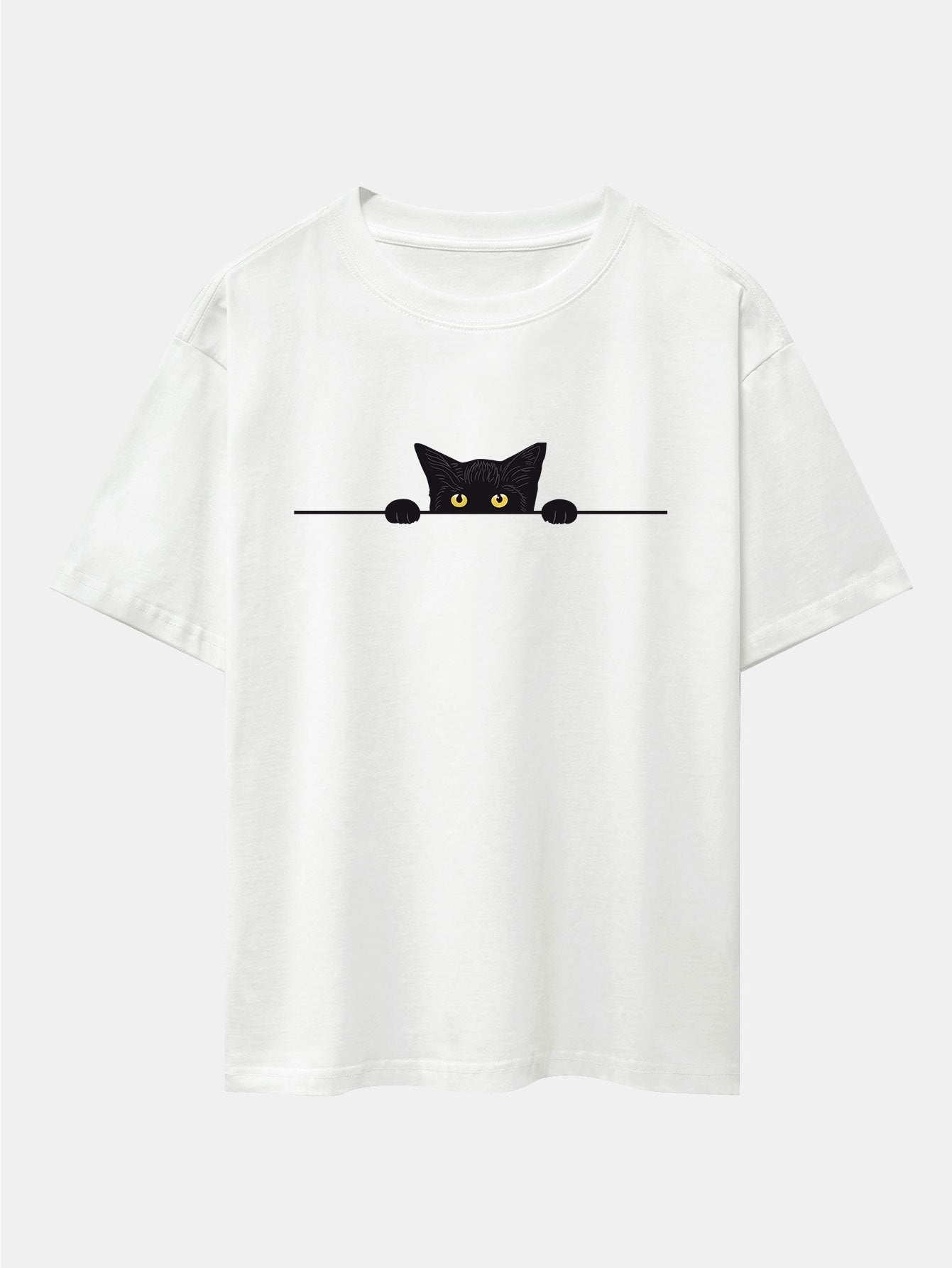 Felix® | Black Cat Print Drop Shoulder Oversize T-Shirt