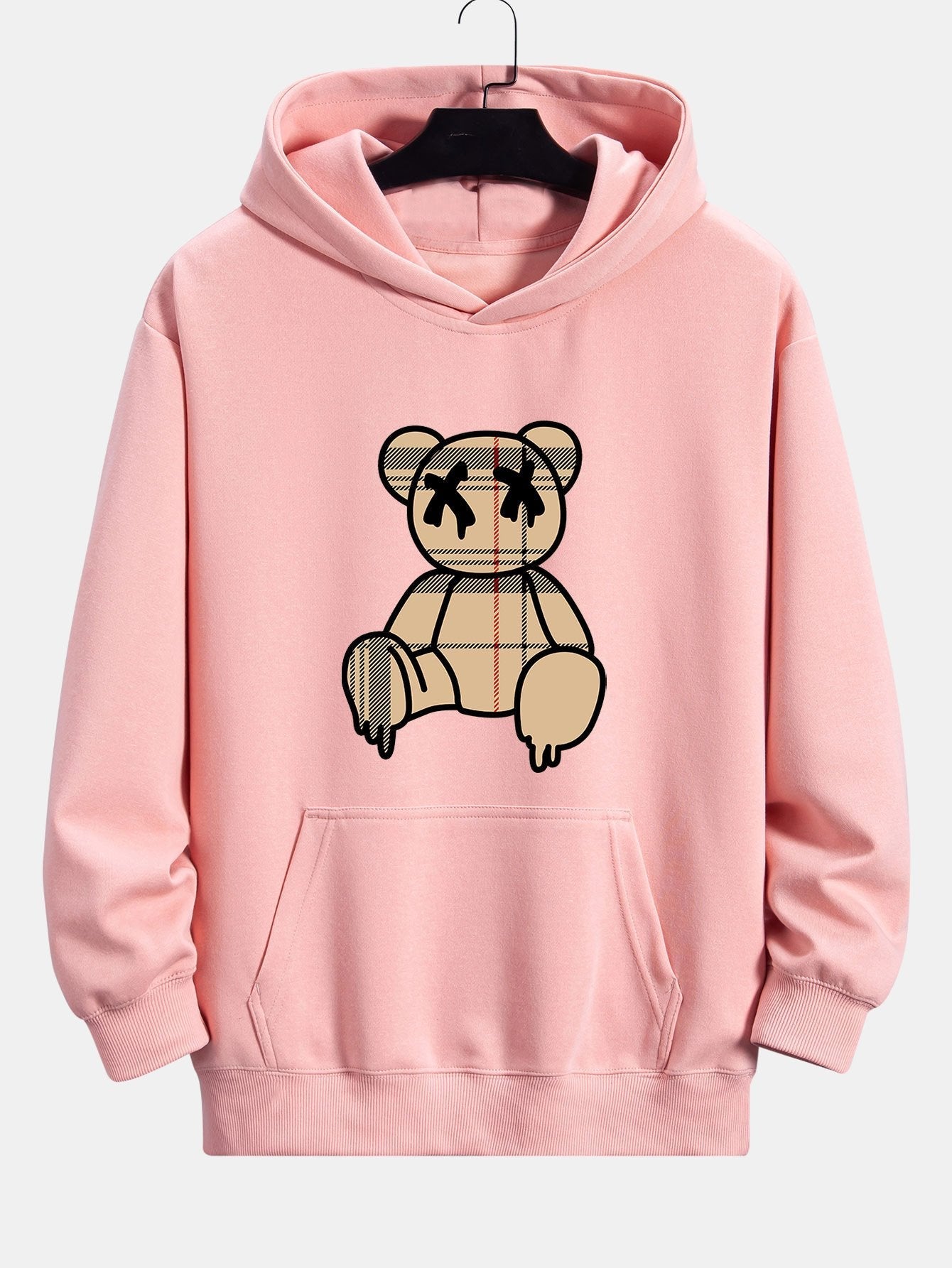 Marcus | Plaid Dissolving Bear Print Relax Fit Hoodie