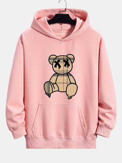 Marcus | Plaid Dissolving Bear Print Relax Fit Hoodie