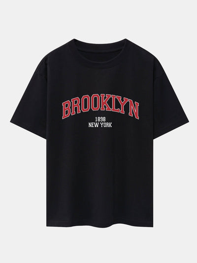 Olimpio® | Brooklyn Print Drop Shoulder Oversize T-Shirt & Jersey Shorts