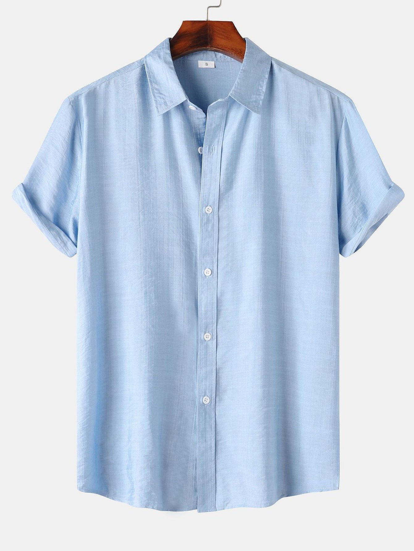 Auber® | Short Sleeve Textured Button Up Shirt