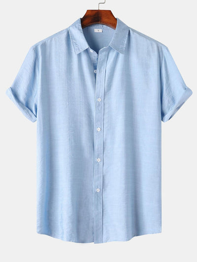 Auber® | Short Sleeve Textured Button Up Shirt