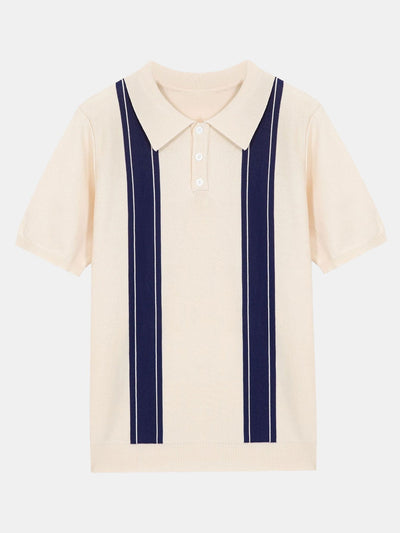 Ezra | Striped Short Sleeve Sweater Polo