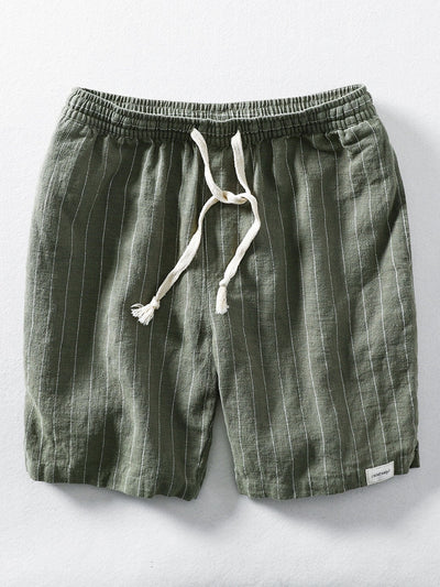 Job® | Linen Cotton Blend Drawstring Striped Shorts