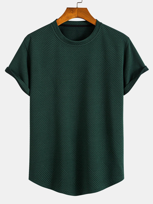 Zacarías® | Short Sleeve Stripe Jacquard Arc Hem T-Shirt