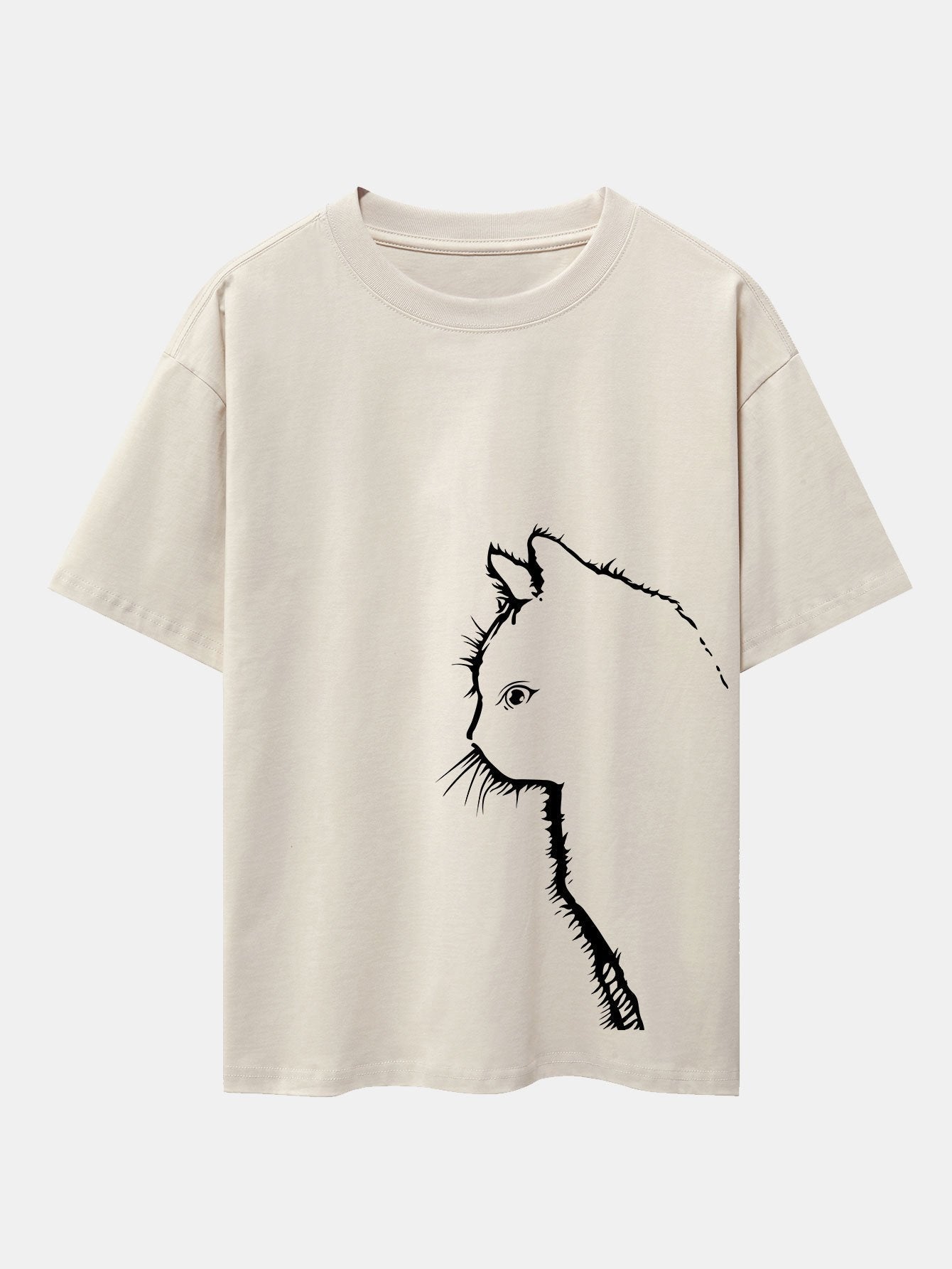 Héctor® | Cat Silhouette Print Drop Shoulder Oversize T-Shirt