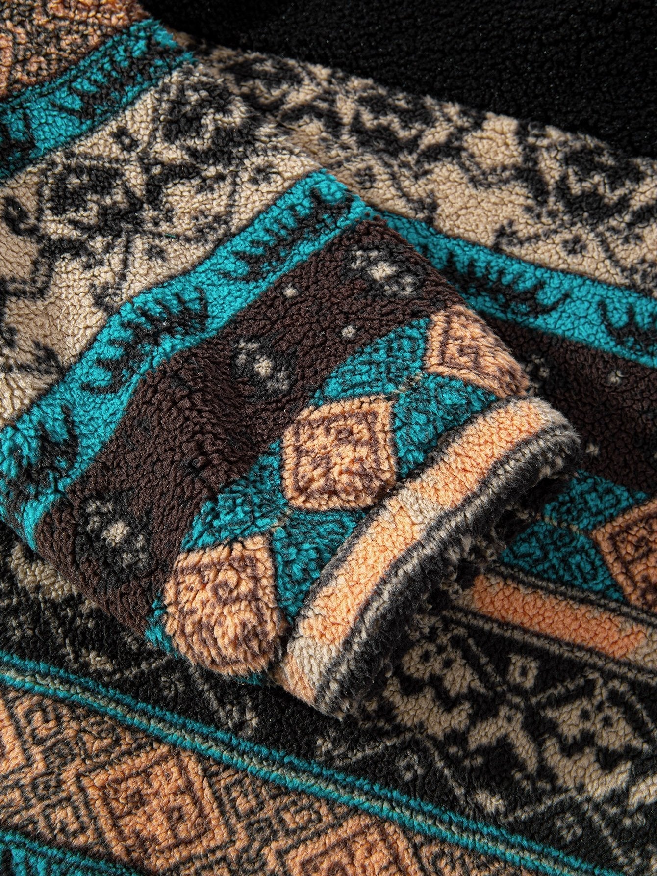 Wyatt | Teddy Fleece Ethnic Print Coat