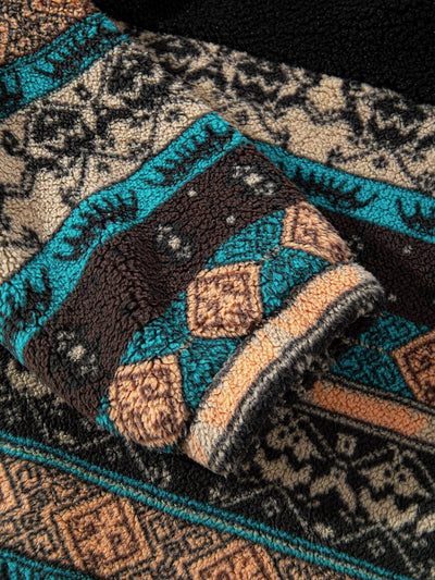 Wyatt | Teddy Fleece Ethnic Print Coat