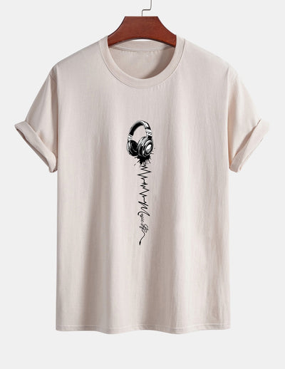 Tulio® | Earphone Print Cotton T-Shirt