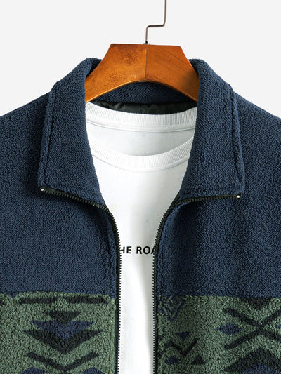 Alejandro | Aztec Print Patchwork Teddy Fleece Coat
