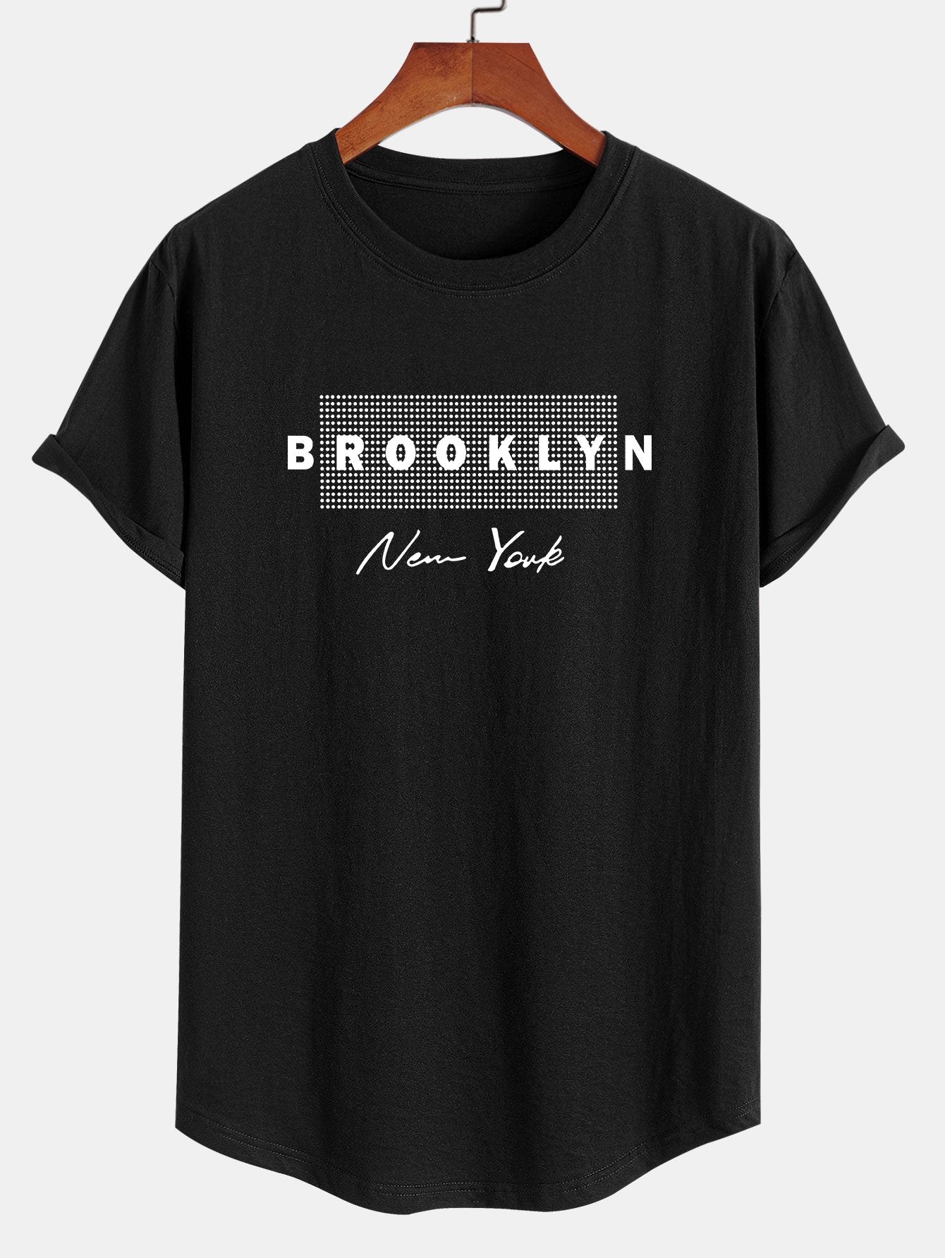 Osvaldo® | New York Dot Print Cotton Arc Hem T-Shirt