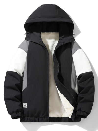 Fernando | Teddy Fleece Lined Color Block Hooded Windbreaker