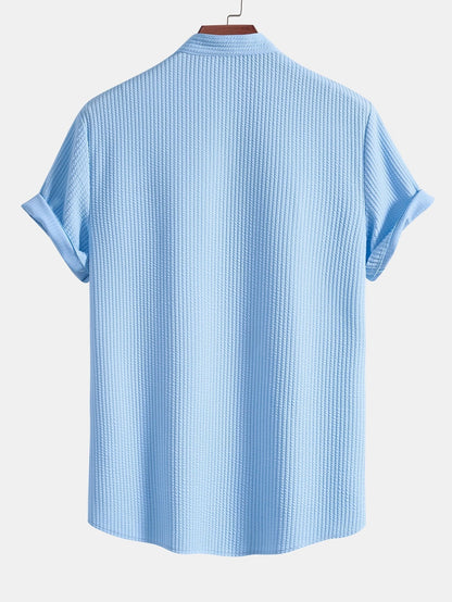 Adalgiso® | Muscle Fit Ribbed Stand Collar Shirt & Shorts