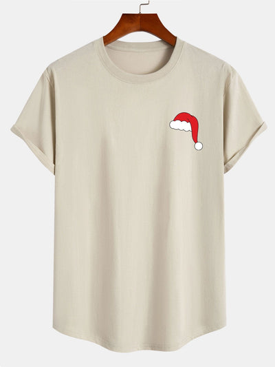 Alcides® | Santa Hat Print Cotton Arc Hem T-Shirt