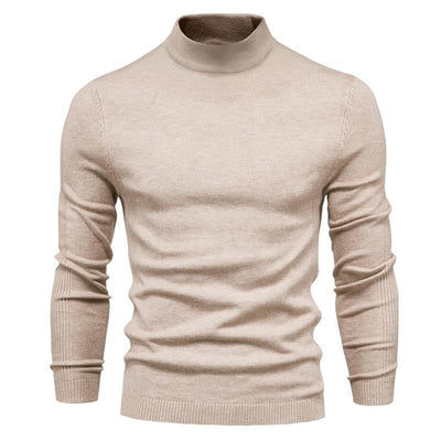 Men's Solid Color Turtleneck Pullover Knit Sweater