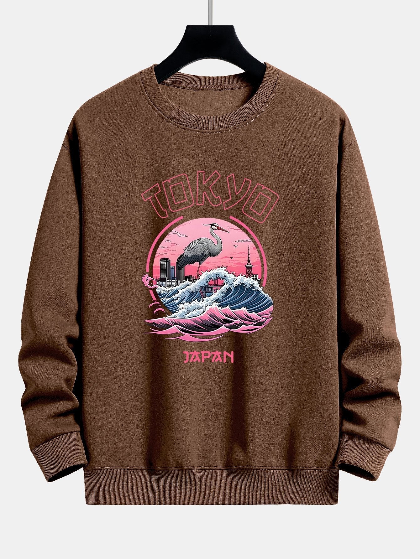 Leonard® | Tokyo Wave Crane Bird Print Relax Fit Sweatshirt