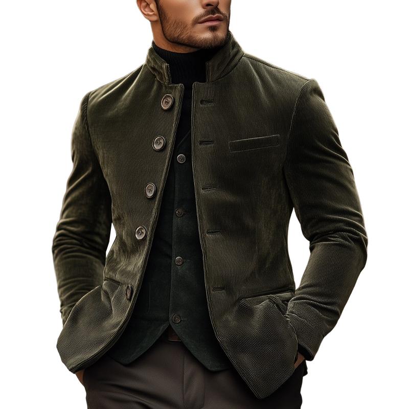 Men's Vine Cordroy Stand Collar Single Breasted SliFit Blazer