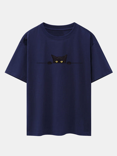 Felix® | Black Cat Print Drop Shoulder Oversize T-Shirt