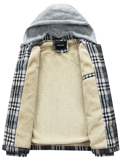 Forest | Teddy Fleece Lined Detachable Flannel Plaid Hooded Coat