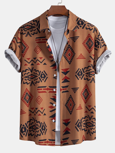 Hermes® | Aztec Geometric Print Shirt & Swim Shorts