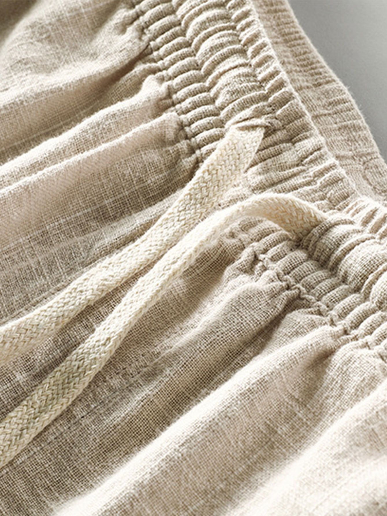 Barath® | Linen Cotton Blend Drawstring Striped Shorts