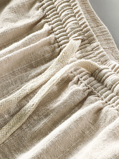 Barath® | Linen Cotton Blend Drawstring Striped Shorts