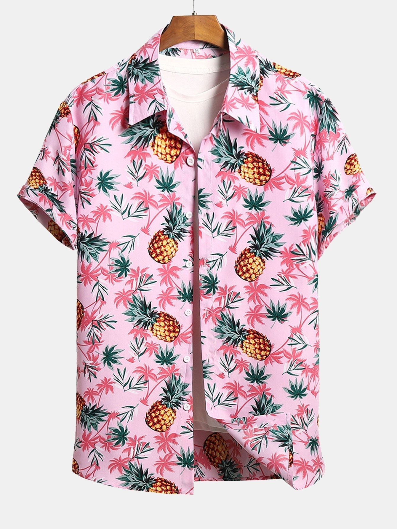 Almas® | Pineapple Palm Tree Print Button Up Shirt