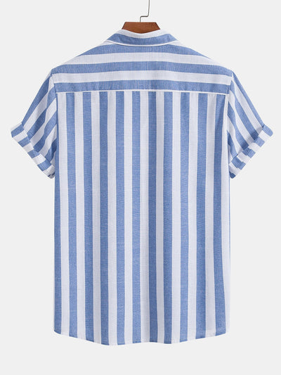 Arion® | Striped Cotton Blend Button Up Shirt
