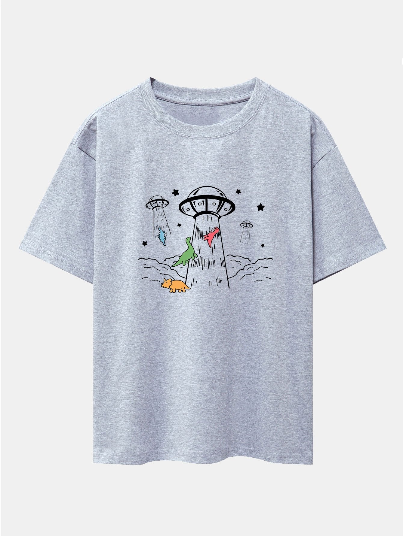 Xavier® | Ufo Take Away Dinosaurs Print Drop Shoulder Oversize T-Shirt