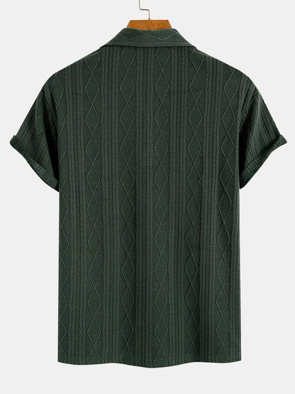Yovani® | Knitted Geometric Rhombus Jacquard Polo