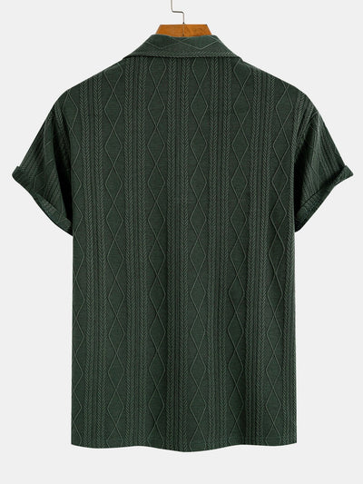 Yovani® | Knitted Geometric Rhombus Jacquard Polo