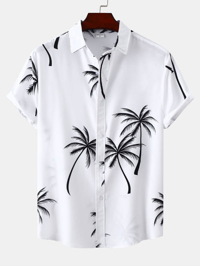 Manuel® | Tropical Leaf Print Button Up Shirt