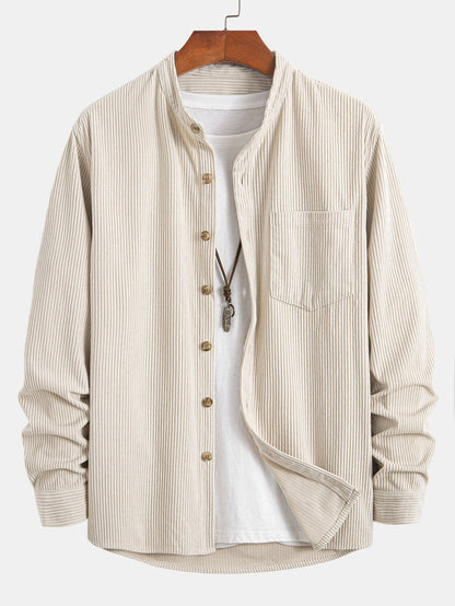 Adriano® | Corduroy Stand Collar Shirt