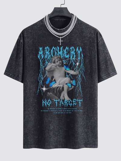 Isaac® | Character Slogan Print Washed Drop Shoulder Oversize T-Shirt