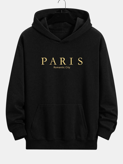 John | Paris Slogan Print Relax Fit Hoodie
