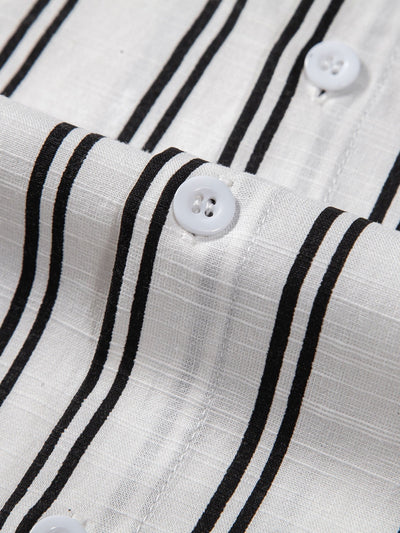 Javier® | Linen Look Striped Button Up Shirt