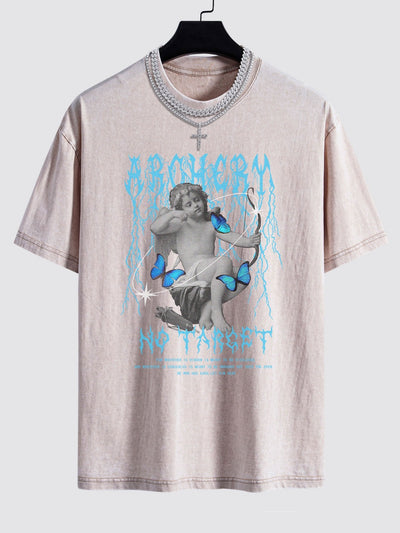 Isaac® | Character Slogan Print Washed Drop Shoulder Oversize T-Shirt