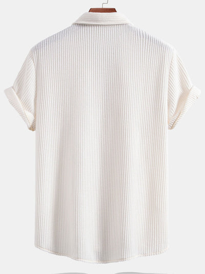 Alex® | Waffle Button Up Shirt & Straight Leg Linen Pants