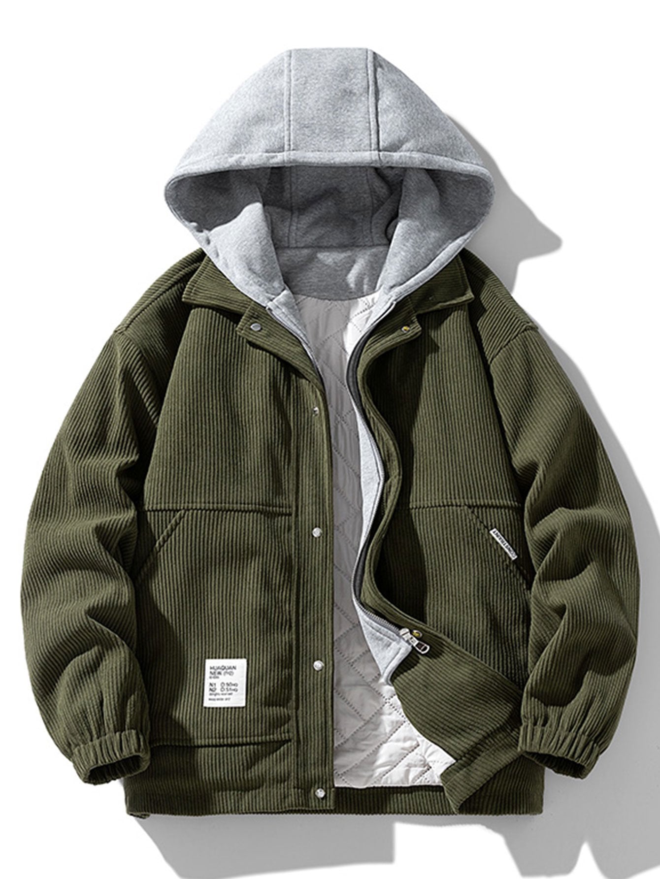 Jes��s | Quilted Lined Corduroy Hooded Coat