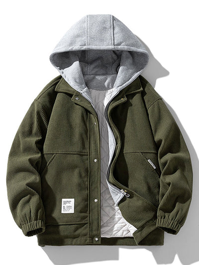 Jes��s | Quilted Lined Corduroy Hooded Coat