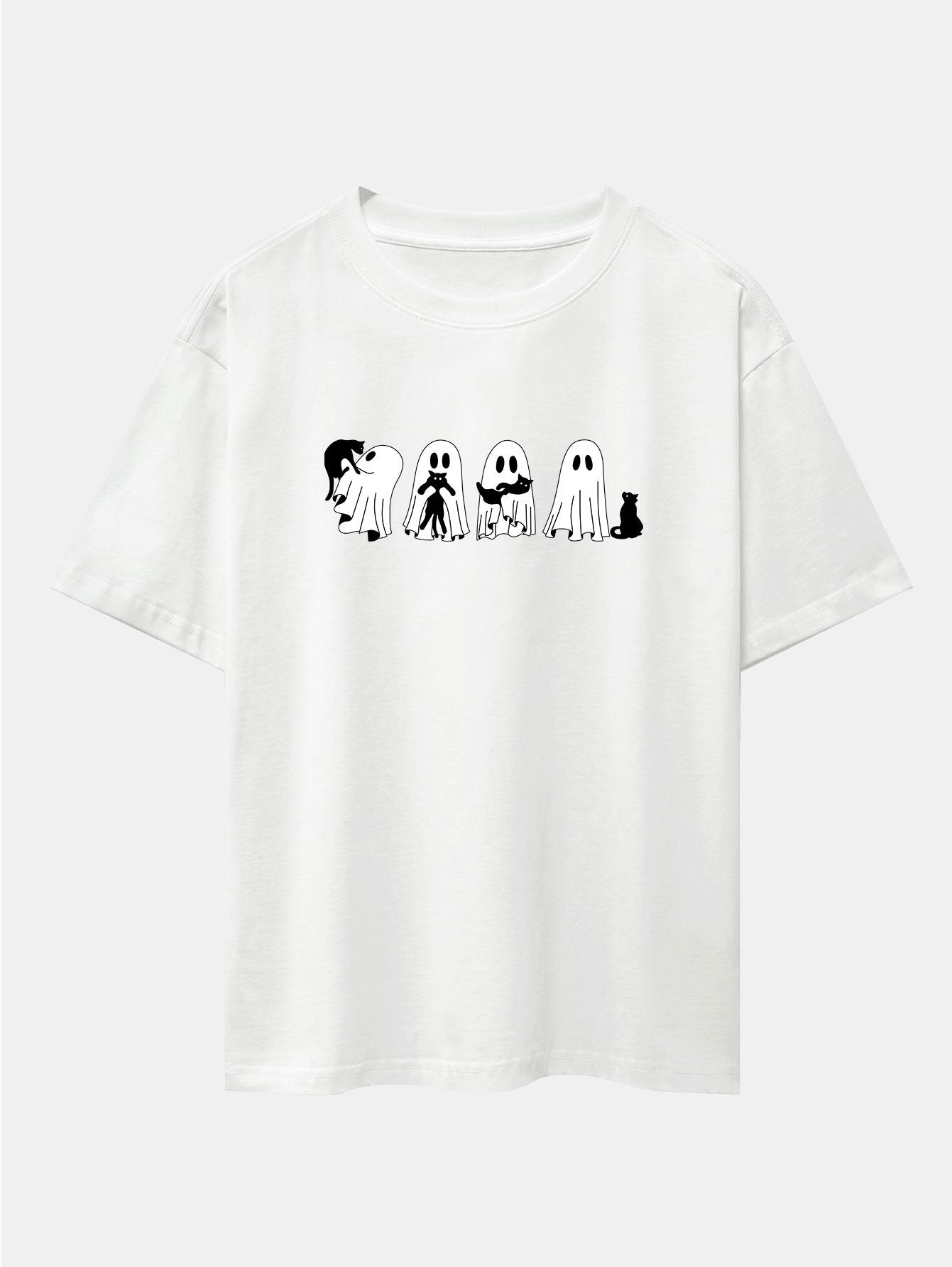 Baldomero® | Black Cat Ghost Print Drop Shoulder Oversize T-Shirt