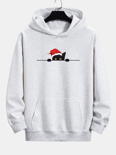 Lawrence | Christmas Black Cat Print Relax Fit Hoodie