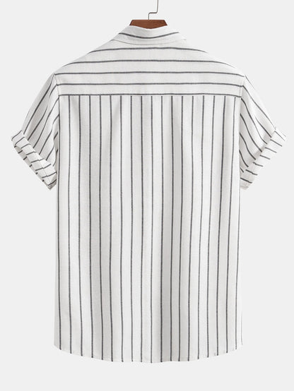 Adelphius® | Cotton Blend Striped Button Up Shirt & Linen Drawstring Shorts