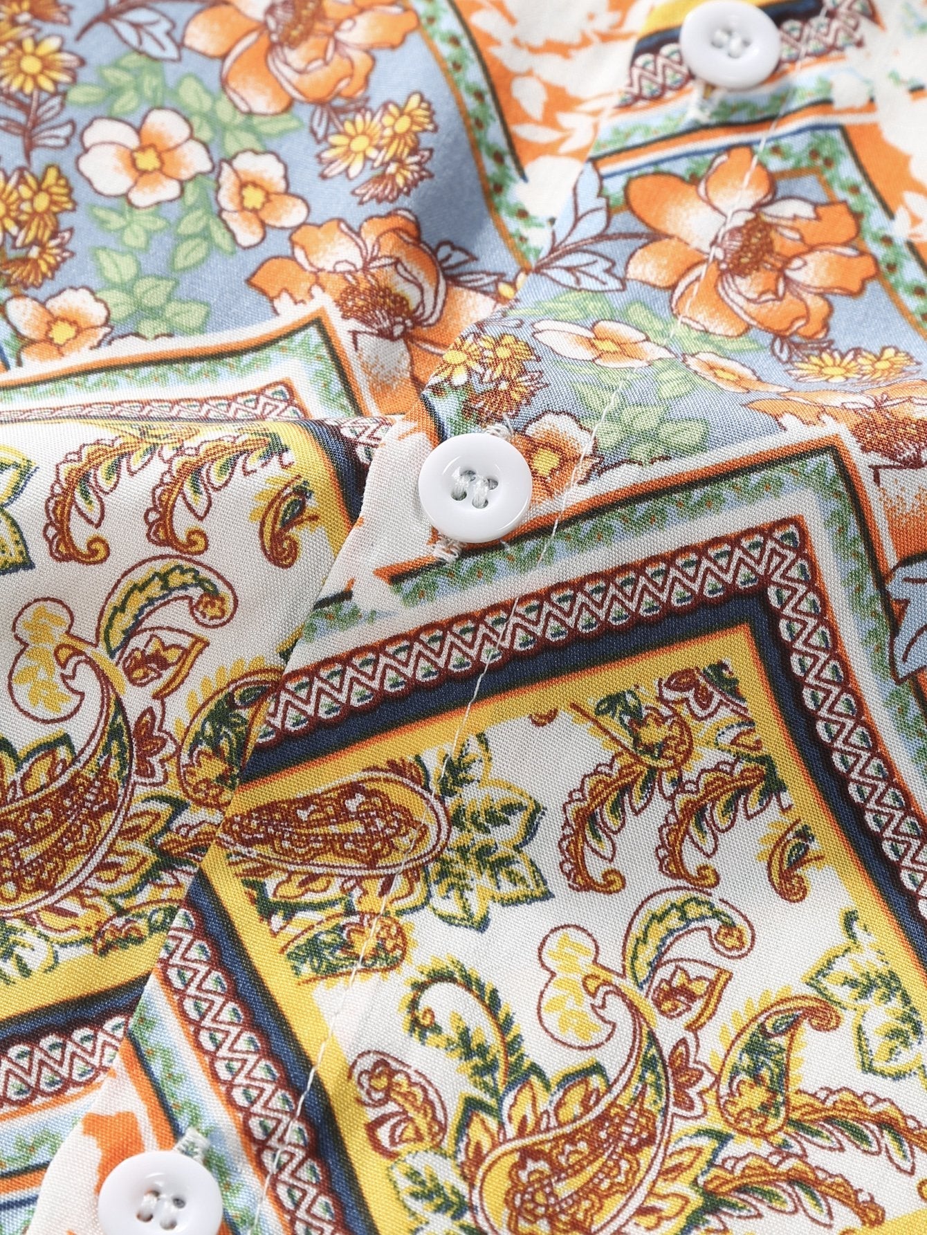 Aodhan® | Floral Border Print Button Up Shirt